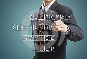 Businessman writing customer service concept