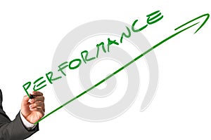 Businessman Writing Diagonal Performance Text