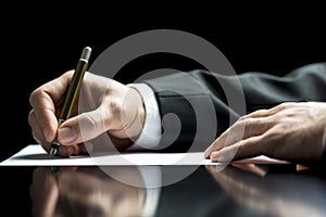 Businessman writing a letter or signing