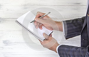 Businessman writing pen