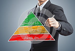 Businessman writing success concept chart