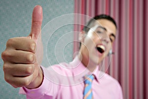 Businessman young with okay hand sign