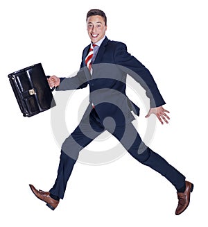 Businessmand rushing with a briefcase