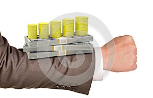 Businessmans arm with money