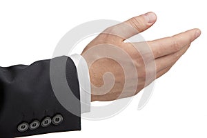 Businessmans hand with offering gesture