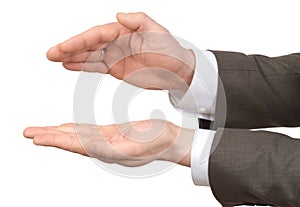 Businessmans hands with empty space on white