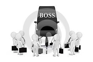 Businessmans Persons Around of Black Leather Boss Office Chair w
