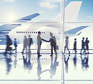 Businessmen Airport Handshake Deal Business Concept