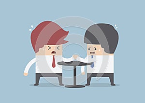 Businessmen in arm wrestling, Business competition concept