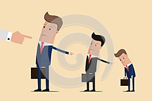 Businessmen blaming each other for failures. People pointing each other. Vector Illustration