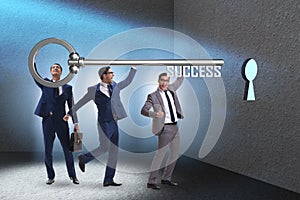 The businessmen in business success concept with key