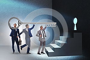 The businessmen in business success concept with key