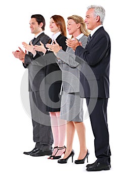 Businessmen and businesswomen applauding