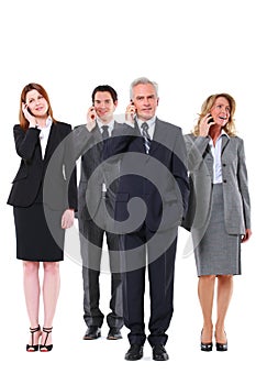 Businessmen and businesswomen with mobile