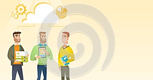 Businessmen and cloud computing technologies.