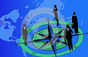 Businessmen on Compass