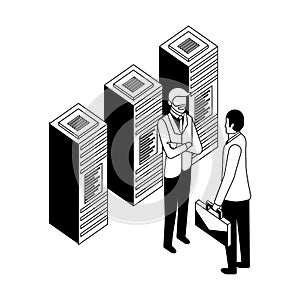 businessmen with data server center technology