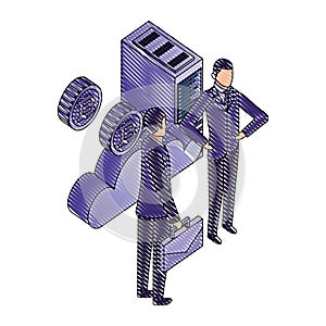 businessmen database server cloud storage bitcoin network