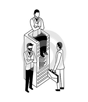 Businessmen database server technology work business