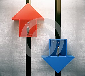 Businessmen different directions