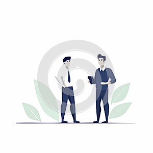 Businessmen Discussing Project - Flat Vector Illustration
