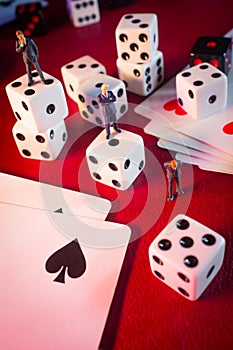 Businessmen Gambling Cards Dice