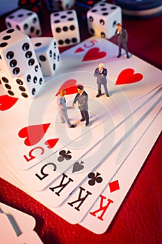 Businessmen Gambling Cards Dice