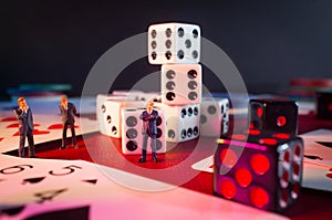 Businessmen Gambling Cards Dice