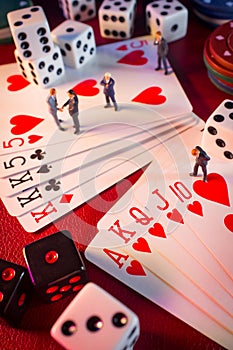 Businessmen Gambling Cards Dice