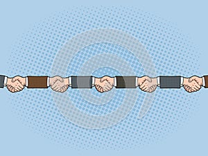 Businessmen handshake over hand vector hand drawn