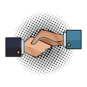 Businessmen handshake symbol pop art