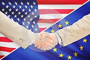 Businessmen handshake - United States and European Union