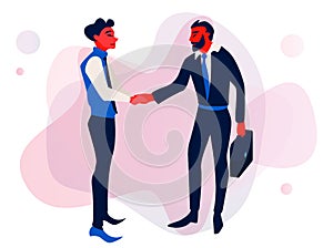 Businessmen handshaking after successful business meeting. Handshake financial partner for greeting.