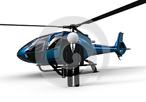 Businessmen with a helicopter