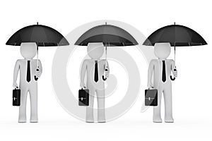 Businessmen hold black umbrella