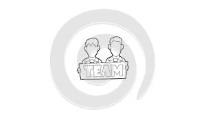 Businessmen holding sign board with Team word icon animation