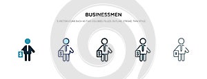 Businessmen icon in different style vector illustration. two colored and black businessmen vector icons designed in filled,