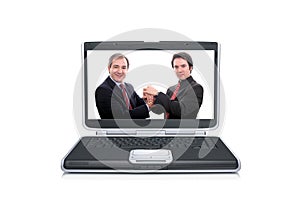 Businessmen inside a laptop sc
