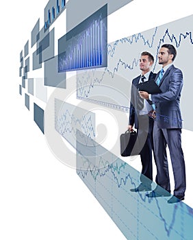 Businessmen looking at shining chart