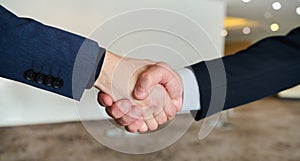 Businessmen making handshake with partner, greeting, dealing, merger and acquisition, business joint venture concept