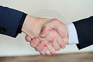 Businessmen making handshake with partner, greeting, dealing, merger and acquisition, business joint venture concept