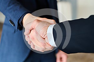 Businessmen making handshake with partner, greeting, dealing, merger and acquisition, business joint venture concept