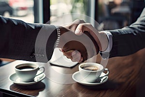 Businessmen making handshakes with partners, greeting, dealing, merger and acquisition