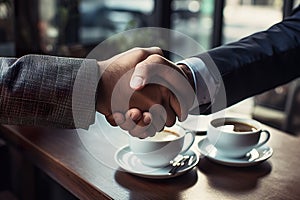 Businessmen making handshakes with partners, greeting, dealing, merger and acquisition