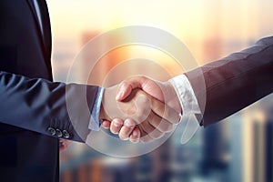 Businessmen making handshakes with partners, greeting, dealing, merger and acquisition