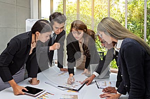 Businessmen are planning the event next year. Group business working meeting room at the office. Team workers are talking business