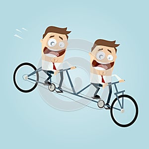 Businessmen riding a tandem bike