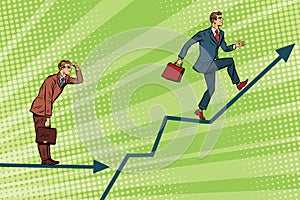 Businessmen running chart growth and look forward