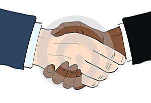 Businessmen shake hands vector illustration in retro pop art sty