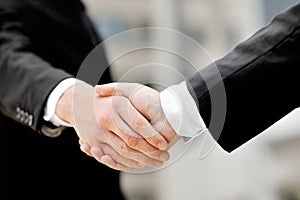 Businessmen shaking hands - business deal partnership concept